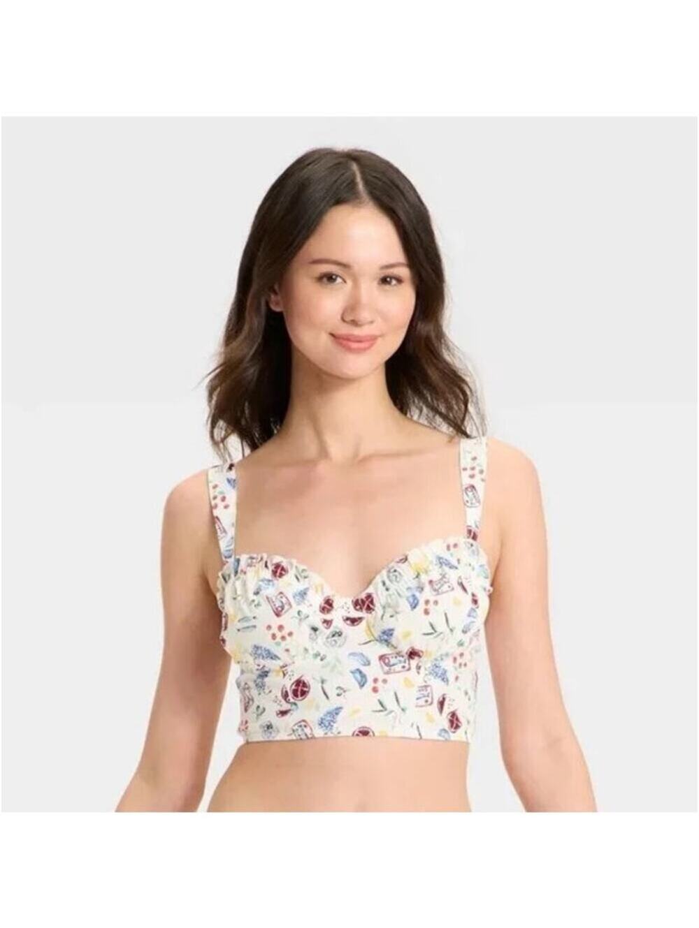 Colsie NWT Women's White Fruit Print Corset Size XS